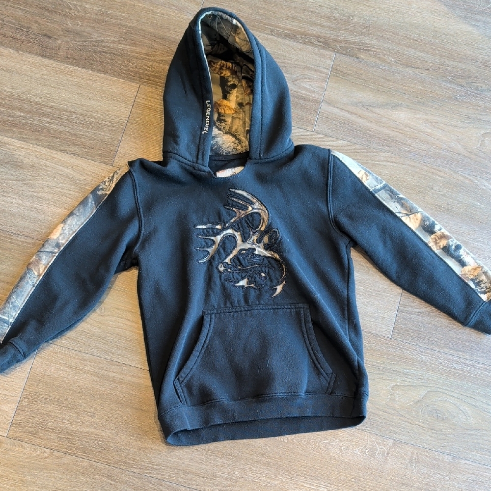 Legendary Whitetails Black Hoodie with Camo Accents